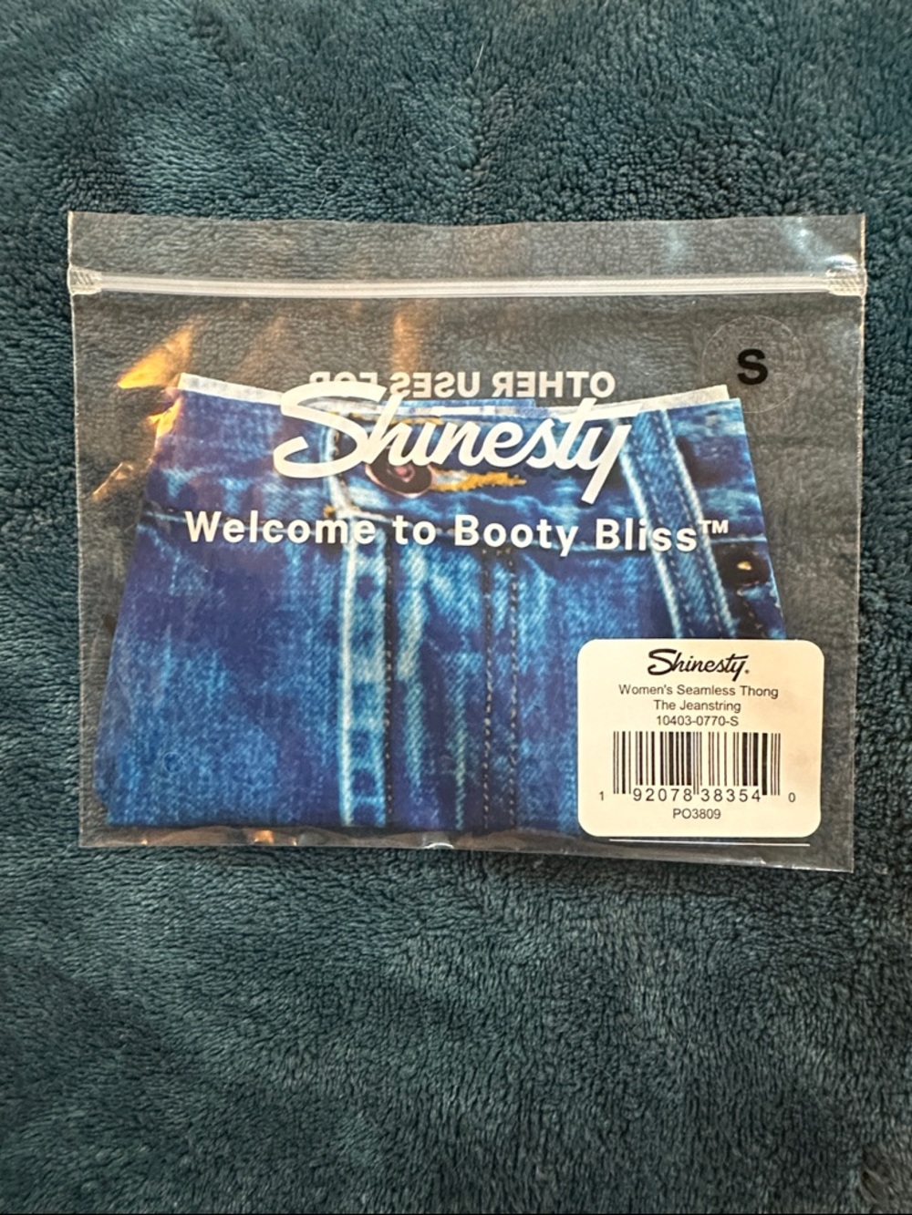 SHINESTY Blue Denim-Print Seamless Thong